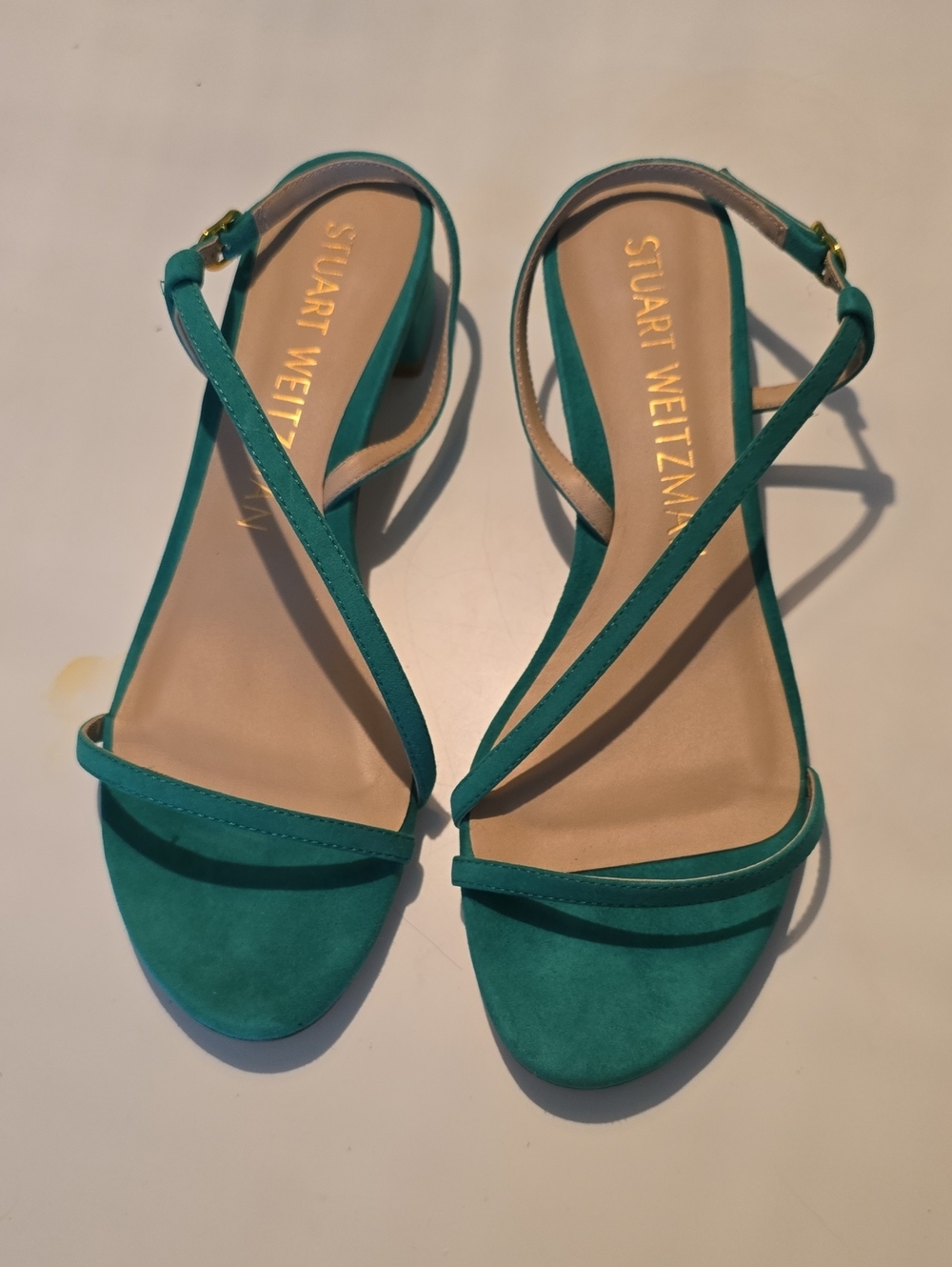 Stuart Weitzman Turquoise Suede Strappy Slingback Heels